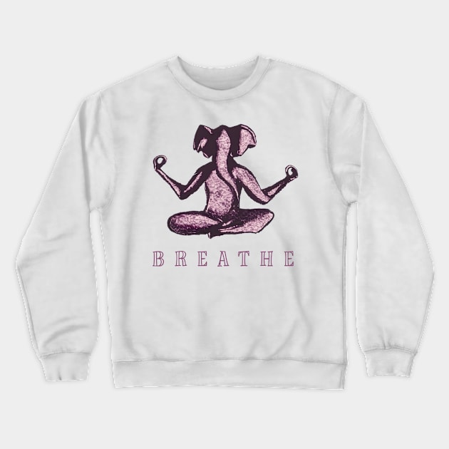 Yoga Pink Elephant Crewneck Sweatshirt by TomiTee